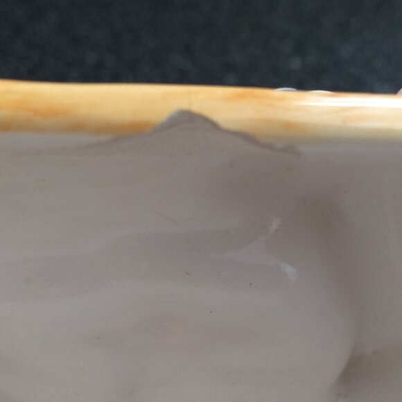 M&Ms Christmas FTD Candy Bowl Dish Fireplace Red Yellow Ceramic Collectible - Picture 8 of 9